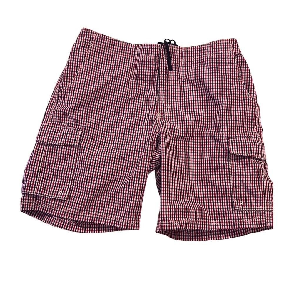 LL Bean Mens 40W Vacationland Swim Short Plaid Cargo Preppy NWT